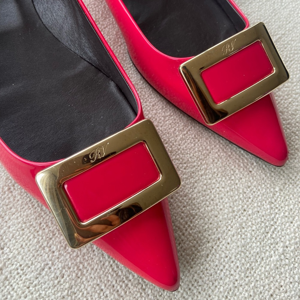 Roger Vivier Paris- Eu37 Patent Flats In pink